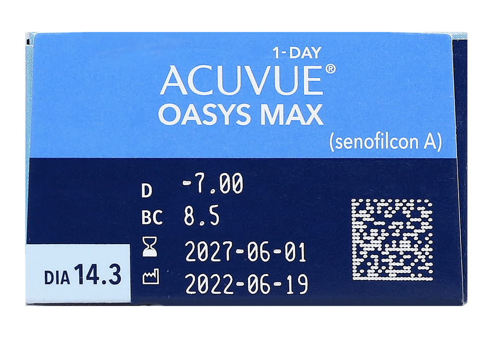 ワンデーアキュビューオアシスMAX(2箱セット) レンズデータ